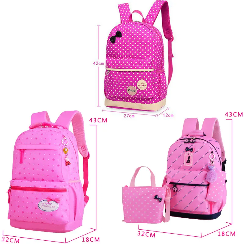 Orthopedic Primary Backpacks For Girls School Bags 3 Pcs/Set Schoolbag Dot Printing Schoolbag teenagers bookbag Rucksack Moch