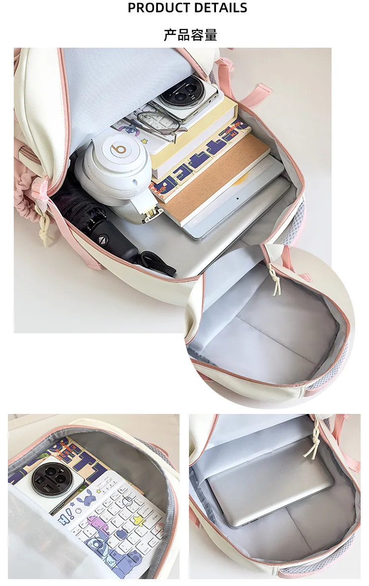 Kawaii Women Backpack Sweet Pink Japanese Cartoon Cat Ita Bag Fashion Large Capacity Casual Versatile Backpacks for Ladies