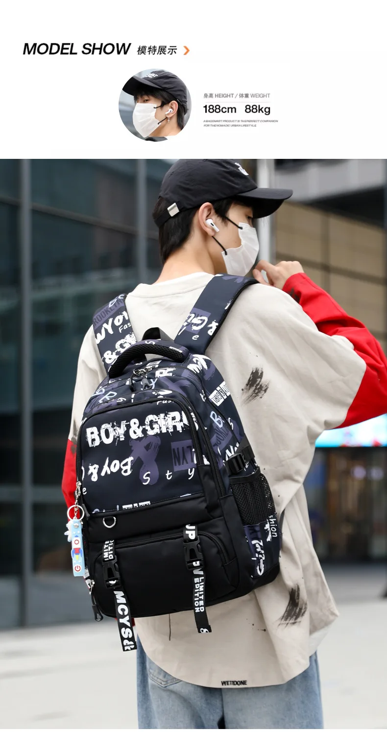 Boys School Bags Children Middle School Backpack Teenage Schoolbag Outdoor Travel backpack Big Student Laptop Backpack Book bag