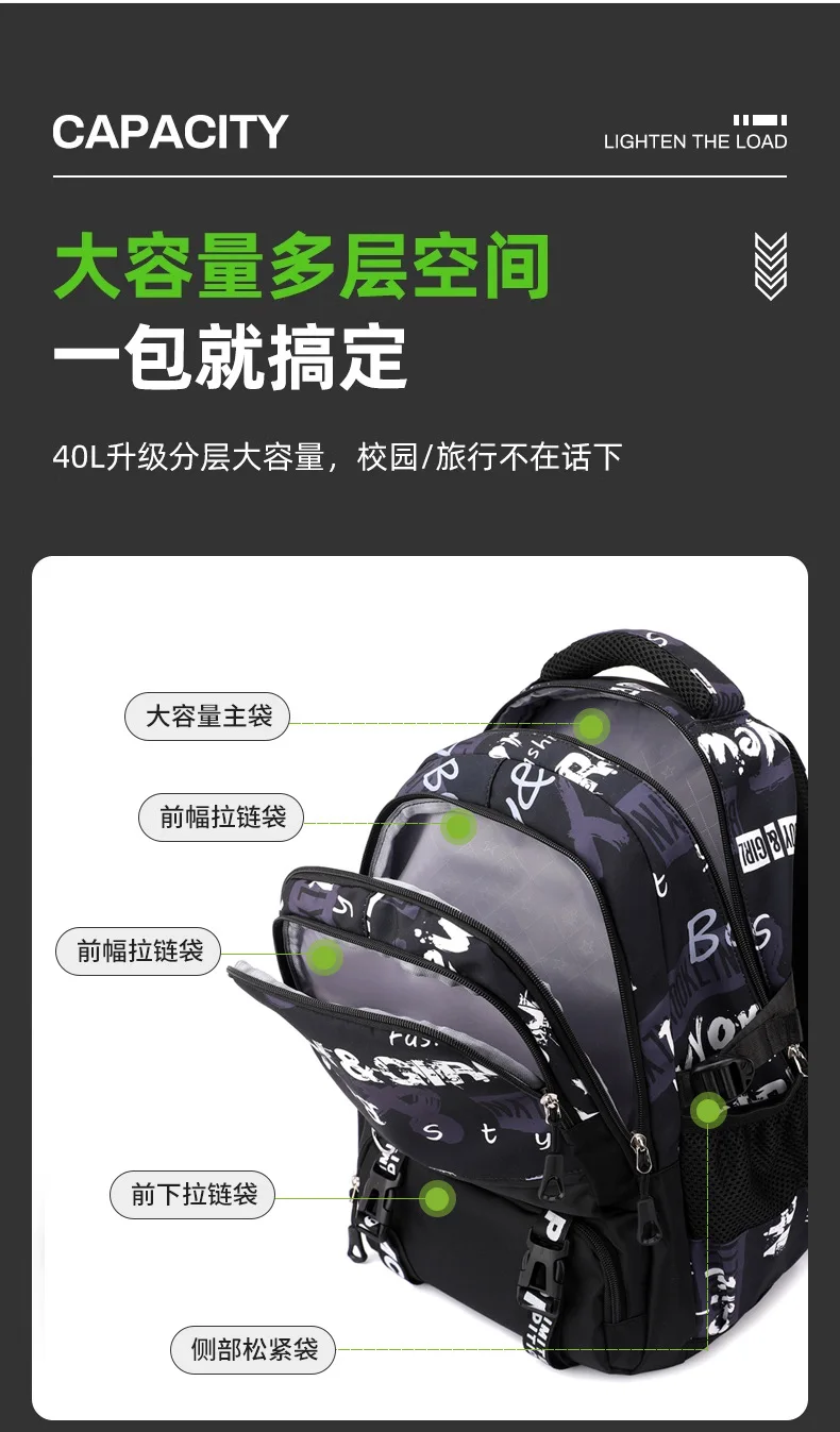 Boys School Bags Children Middle School Backpack Teenage Schoolbag Outdoor Travel backpack Big Student Laptop Backpack Book bag