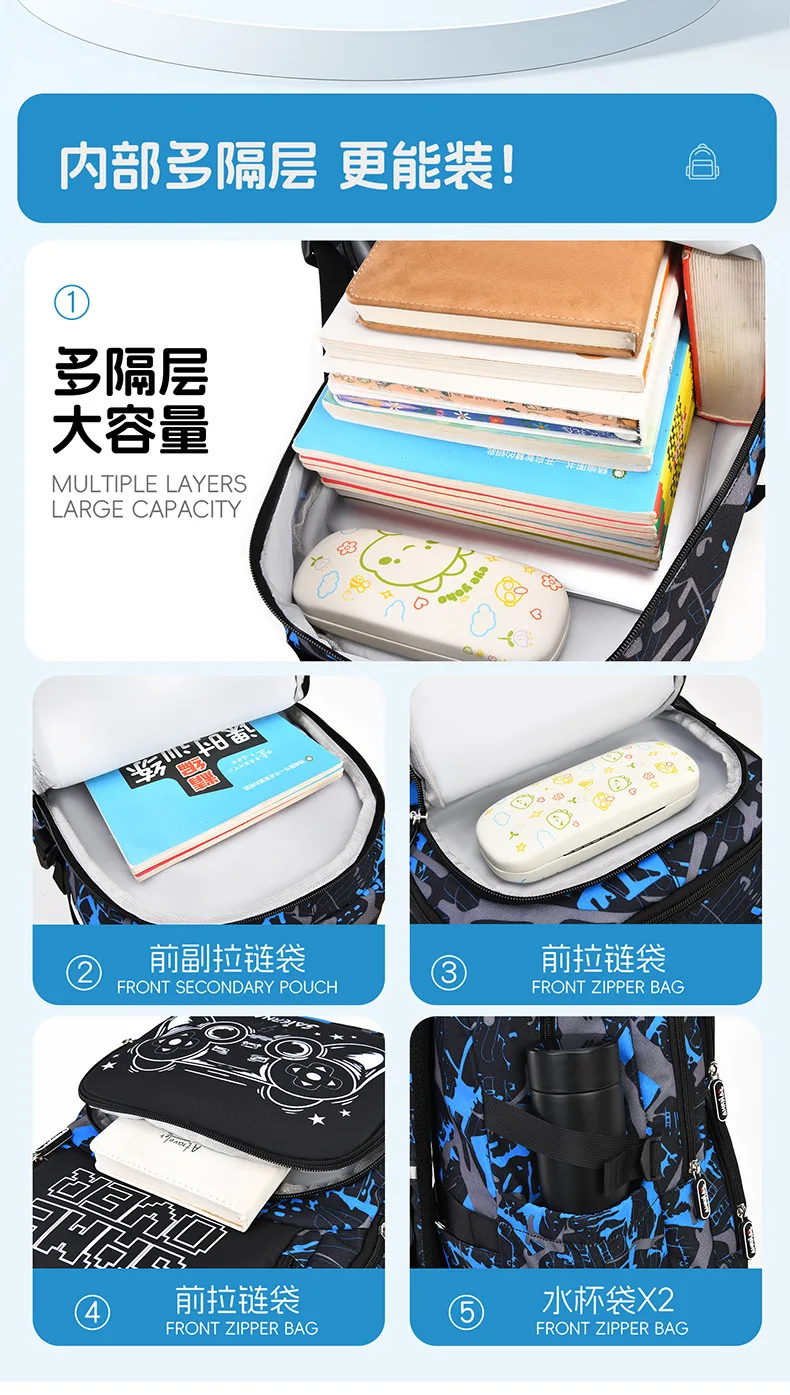 3 Pcs Kids School Backpcak Children School Bags Set Boys Primary Backpack with Lunch Bag Schoolbag Book Bag Kids Mochilas