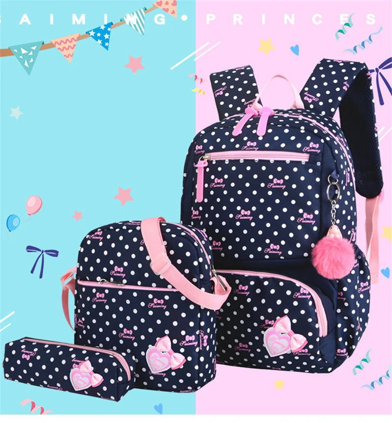 Bunnyfly 3pcs/Set Kids School Bag Backpack Set Fashion Lovely Children's Backpack for Girls Student Mochila Sac