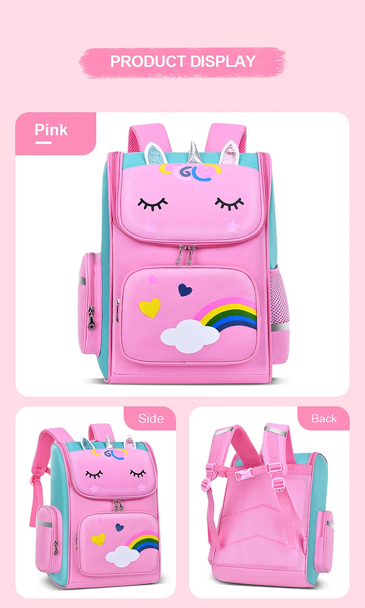 Kid Backpack for Girl Unicorn Children Bookbag Rainbow Eyes School Bag Teen Girl Backpack for Traveling Waterproof Mochilas