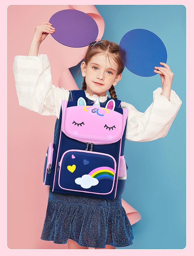 Kid Backpack for Girl Unicorn Children Bookbag Rainbow Eyes School Bag Teen Girl Backpack for Traveling Waterproof Mochilas