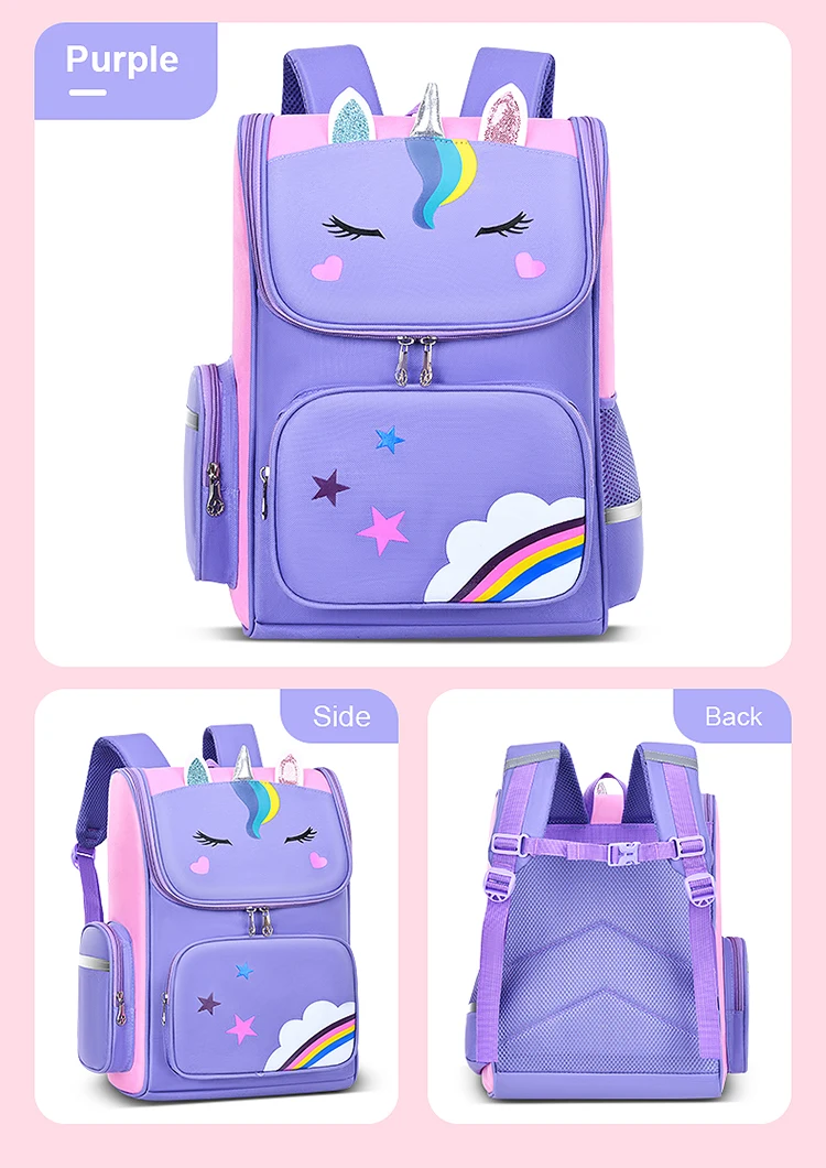 Kid Backpack for Girl Unicorn Children Bookbag Rainbow Eyes School Bag Teen Girl Backpack for Traveling Waterproof Mochilas
