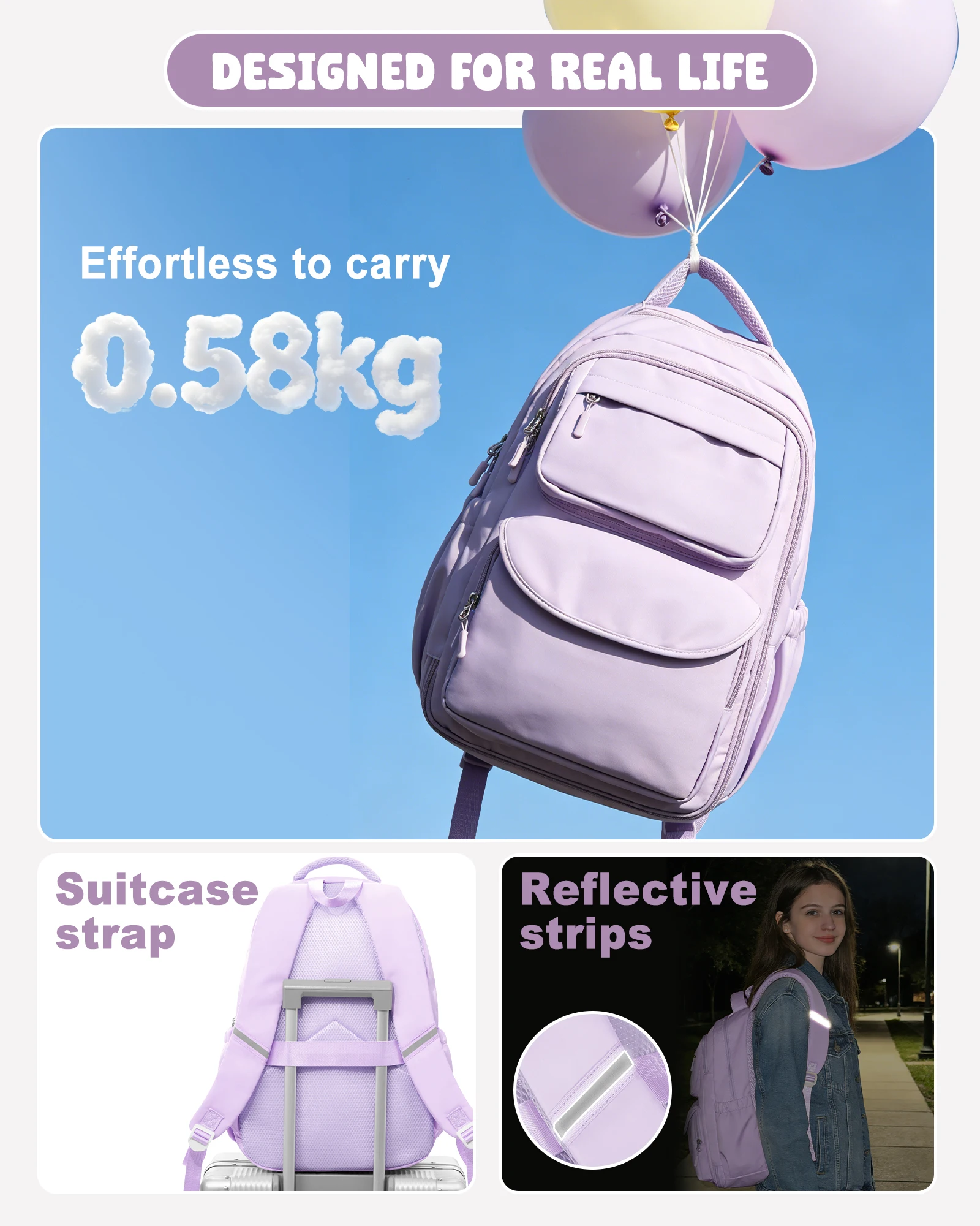 Girls School Bags Kids Backpack with Fridge Door, Elementary School Backpack, Lightweight School Backpack for Girls Ages 8-10