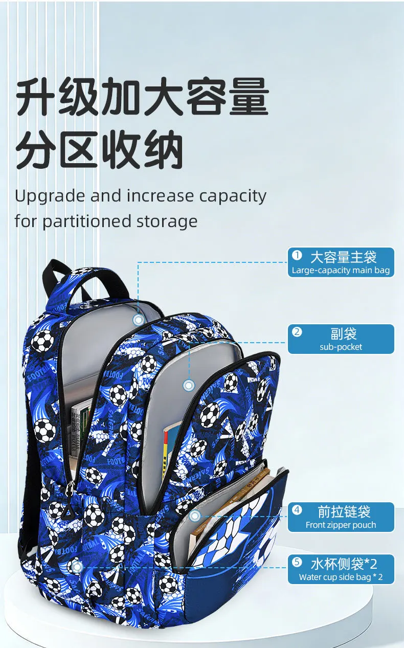 Children School Bags for Boys Set Schoolbag Primary Book Bag School Backpack with Lunch Bag 3Pcs Kids Waterproof Travel Rucksack
