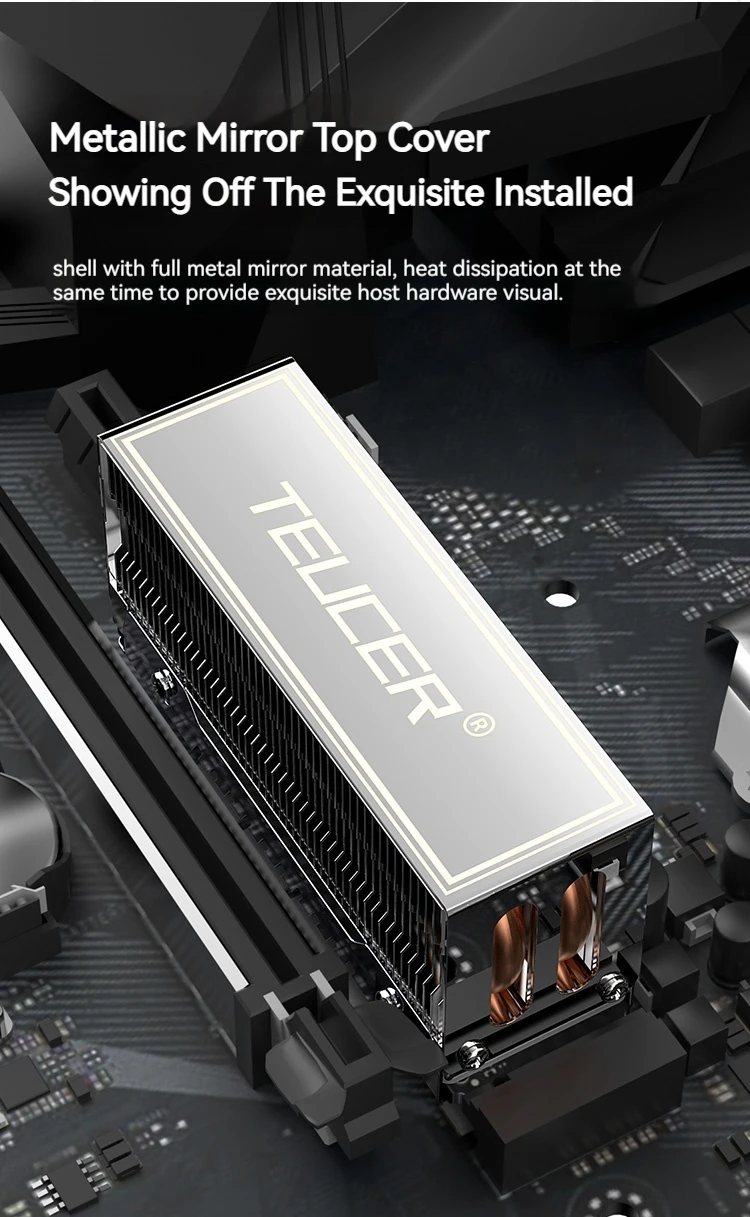 TEUCER M.2 SSD Heat Sink M2 2280 NVME Cooler Kit Dual Heat Tube Aluminum Copper Material PC Solid State Drive Radiator