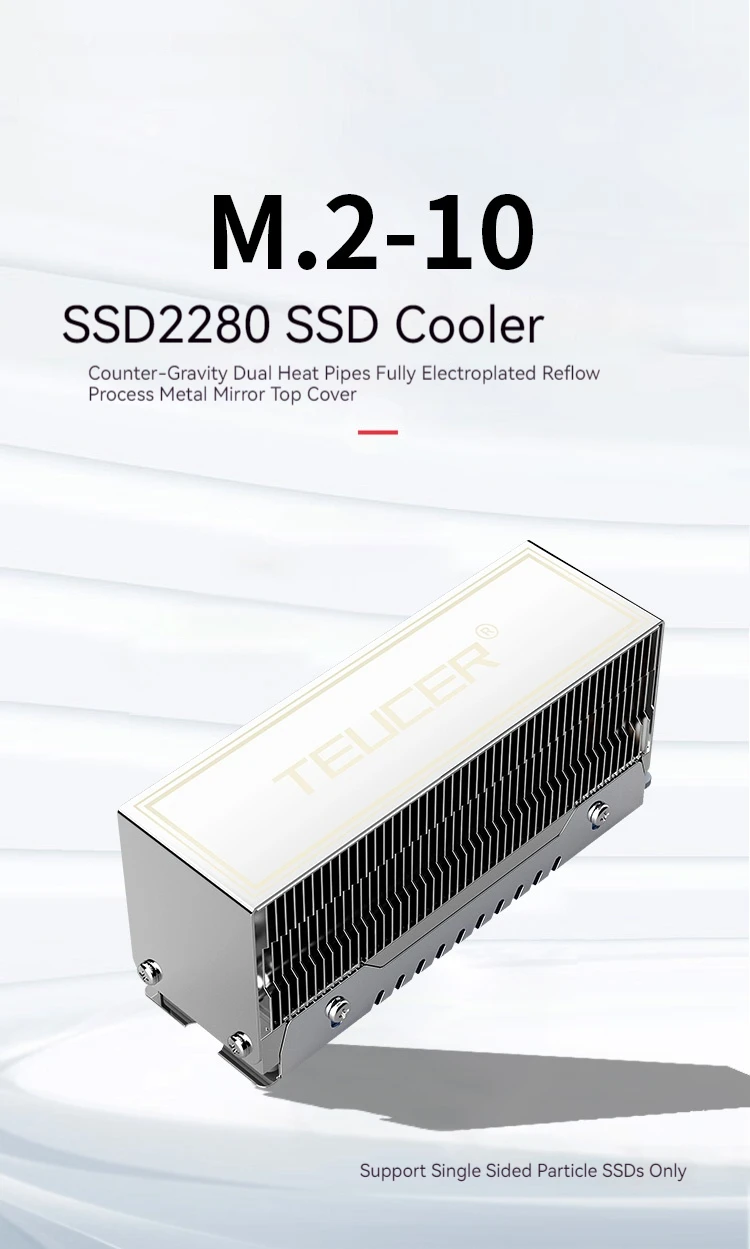 TEUCER M.2 SSD Heat Sink M2 2280 NVME Cooler Kit Dual Heat Tube Aluminum Copper Material PC Solid State Drive Radiator