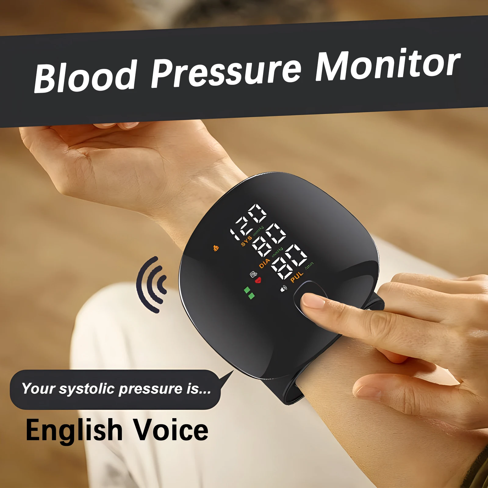 Medical Automatic Sphygmomanometer Digital Wrist BP Blood Pressure Monitor PR Pulse Meter Tonometer