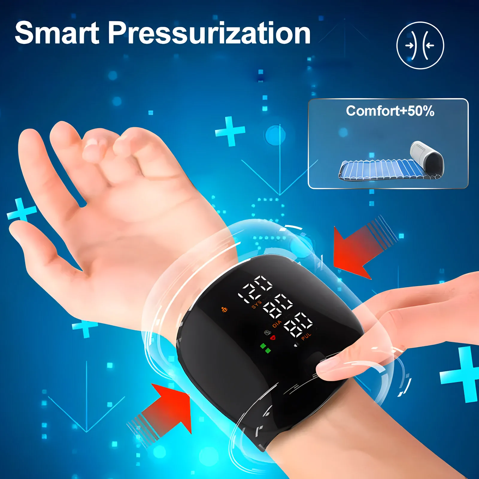 Medical Automatic Sphygmomanometer Digital Wrist BP Blood Pressure Monitor PR Pulse Meter Tonometer