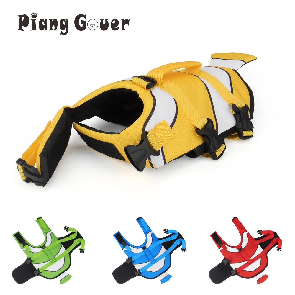 Dog Life Vest Summer Pet Jacket Dog Safety Clothes Swimwear Swimming Suit Clown Fish Pattern