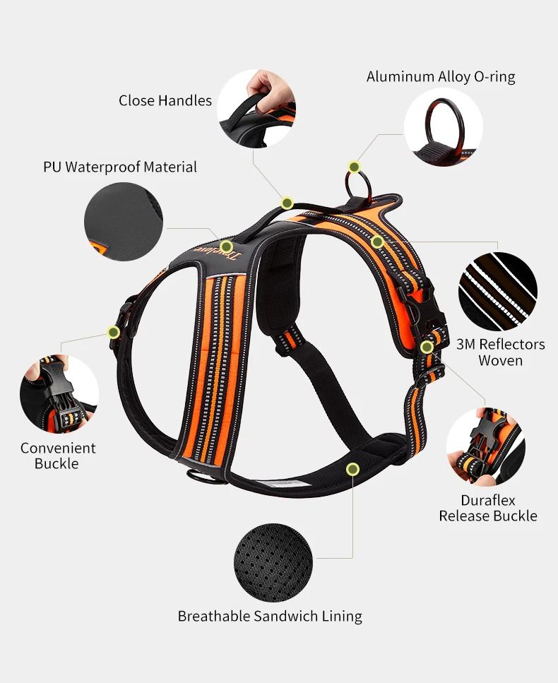 Truelove Non-reflective Walking PU Leather Dog Vest Escape Proof Adjustable Anti Pull Pet Harness Outdoor Clearance Sale TLH5551