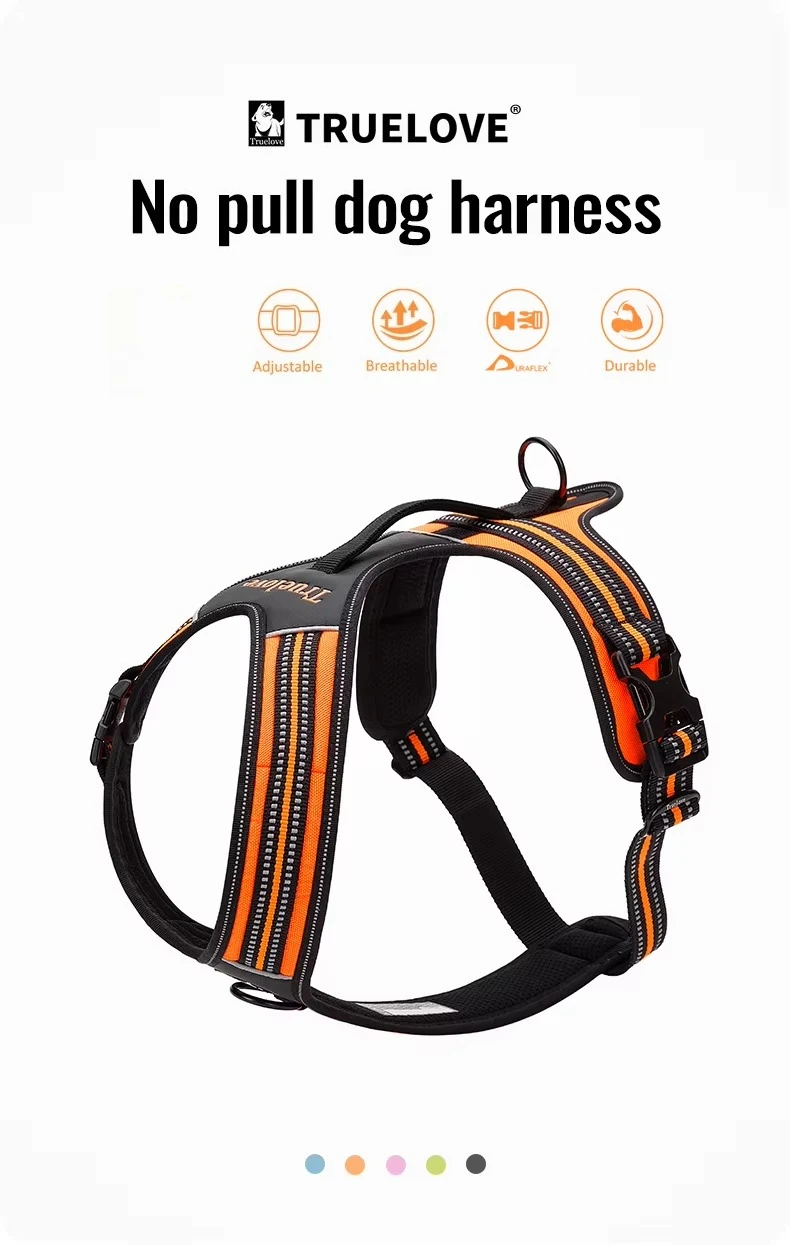 Truelove Non-reflective Walking PU Leather Dog Vest Escape Proof Adjustable Anti Pull Pet Harness Outdoor Clearance Sale TLH5551