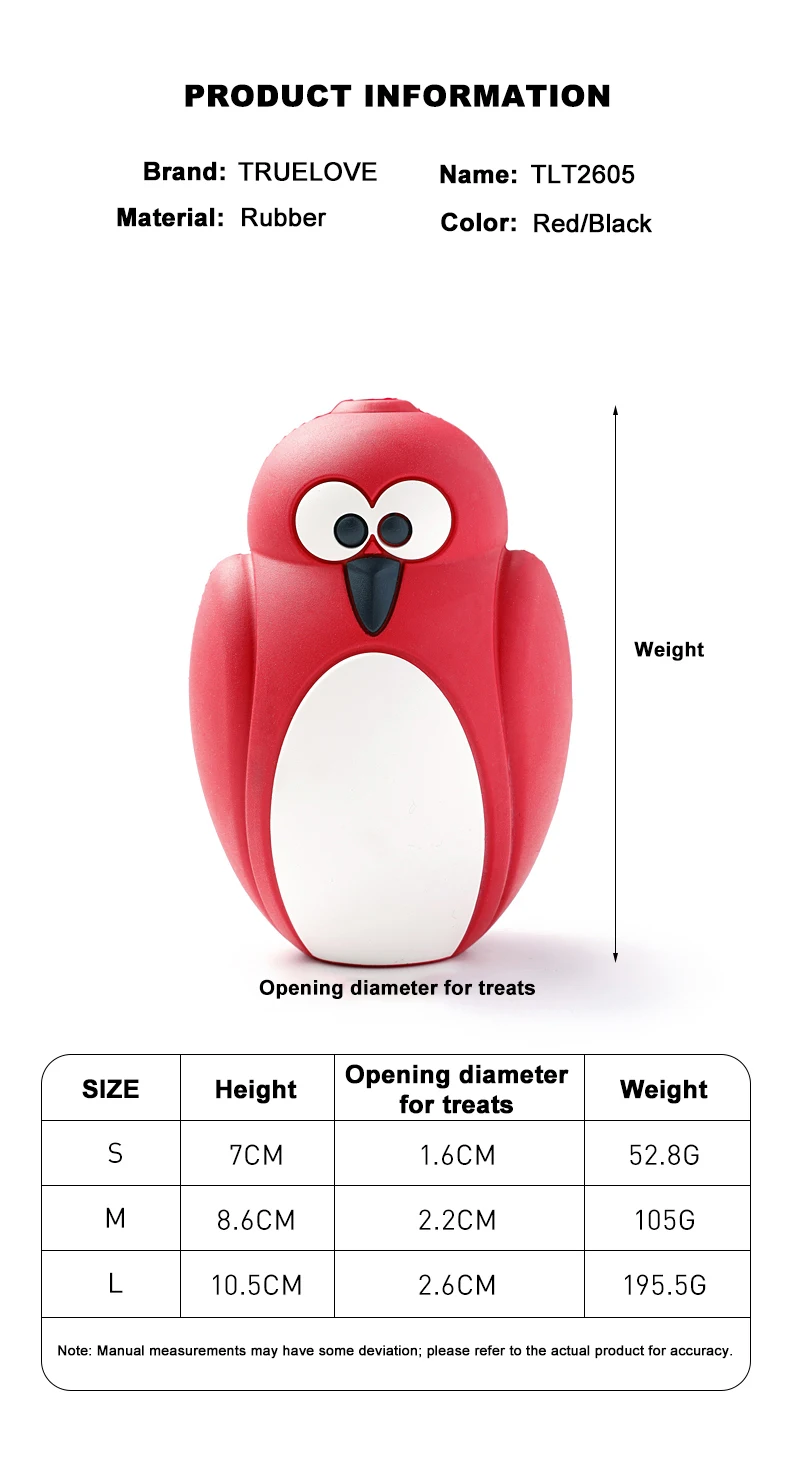 Truelove-Pet Food Dispenser Toy for Dogs, Rubber Interactive Chew Toy, Waterproof Design That Leaks Food, TLT2605