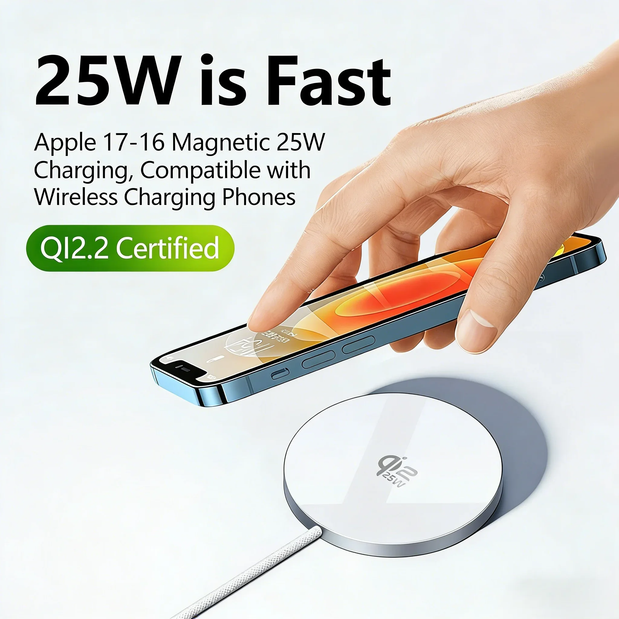 New Qi2.2 Magnetic Charger for MagSafe 25W Super Wireless Fast Charging for iPhone 17 16 15 14 13 12 Pro Max Samsung S25 S23 S22