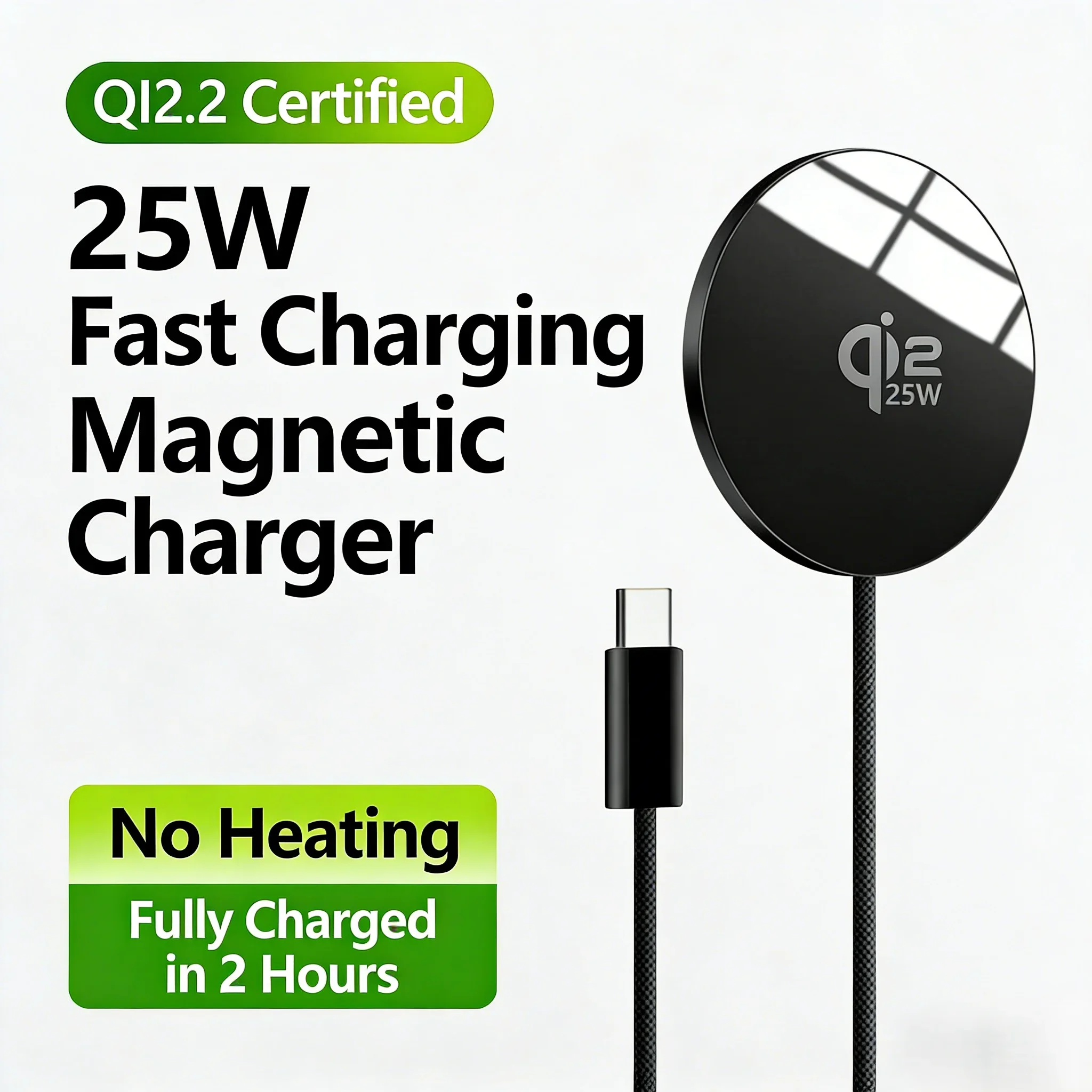 New Qi2.2 Magnetic Charger for MagSafe 25W Super Wireless Fast Charging for iPhone 17 16 15 14 13 12 Pro Max Samsung S25 S23 S22