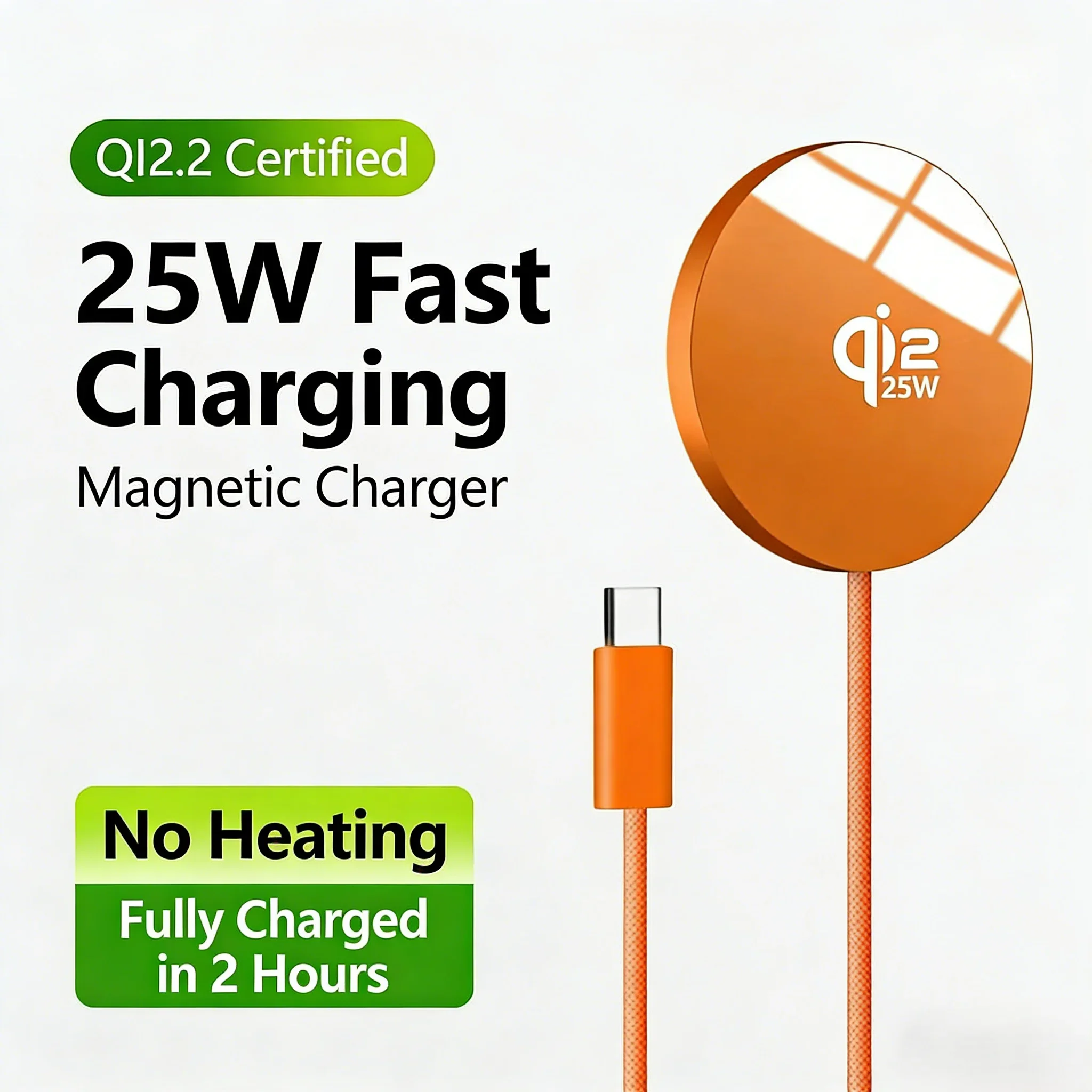 New Qi2.2 Magnetic Charger for MagSafe 25W Super Wireless Fast Charging for iPhone 17 16 15 14 13 12 Pro Max Samsung S25 S23 S22