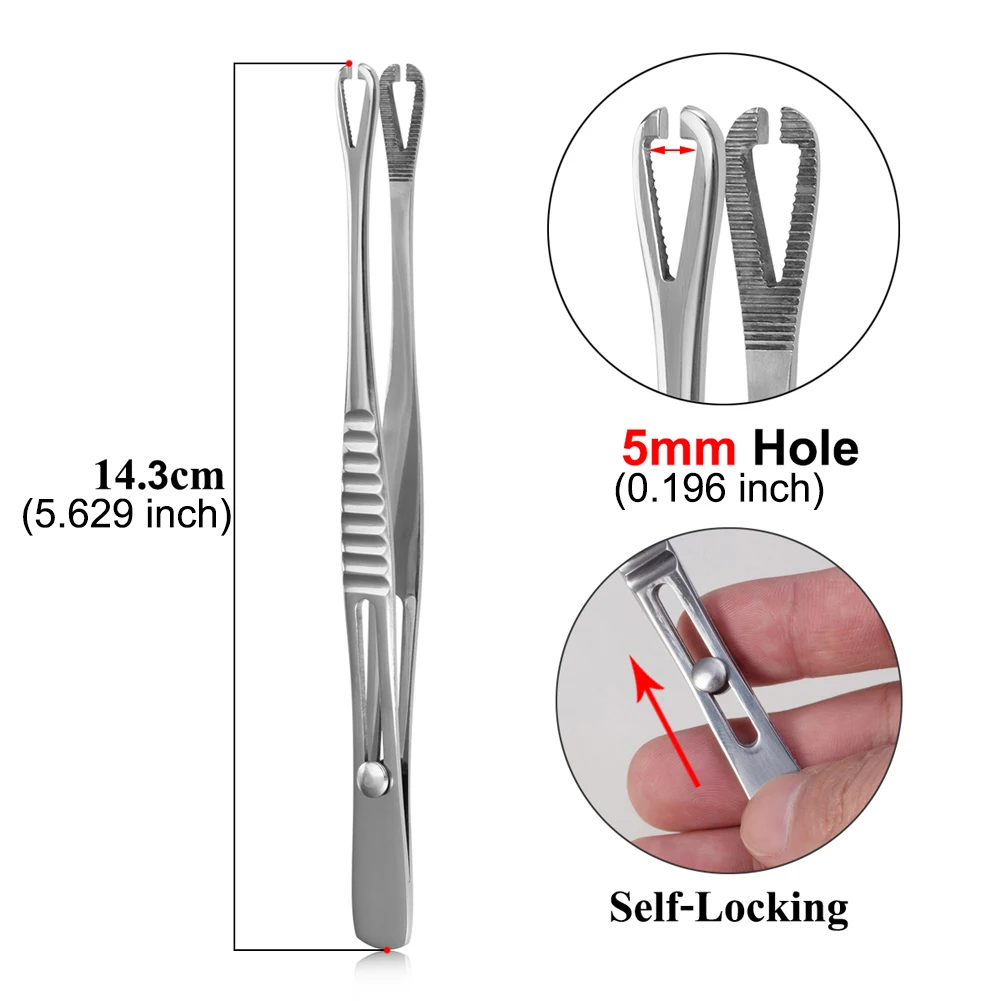 1pc 316L Stainless Steel Piercing Forceps Clamps Pliers for Nose Ear Belly Navel Lip Professional Body Piercing Supplies Tool