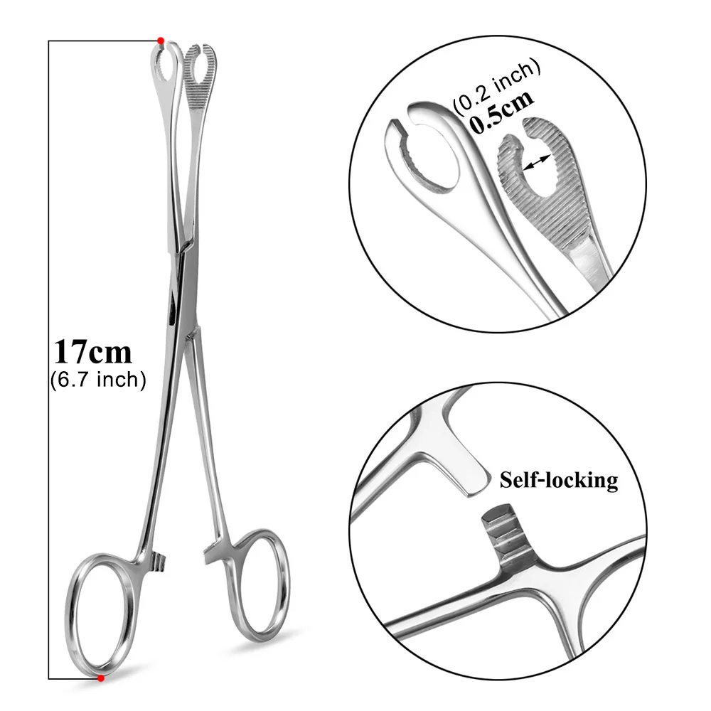 1pc 316L Stainless Steel Piercing Forceps Clamps Pliers for Nose Ear Belly Navel Lip Professional Body Piercing Supplies Tool