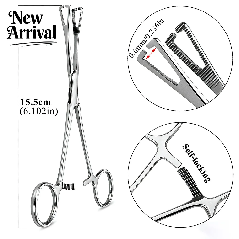 1pc 316L Stainless Steel Piercing Forceps Clamps Pliers for Nose Ear Belly Navel Lip Professional Body Piercing Supplies Tool