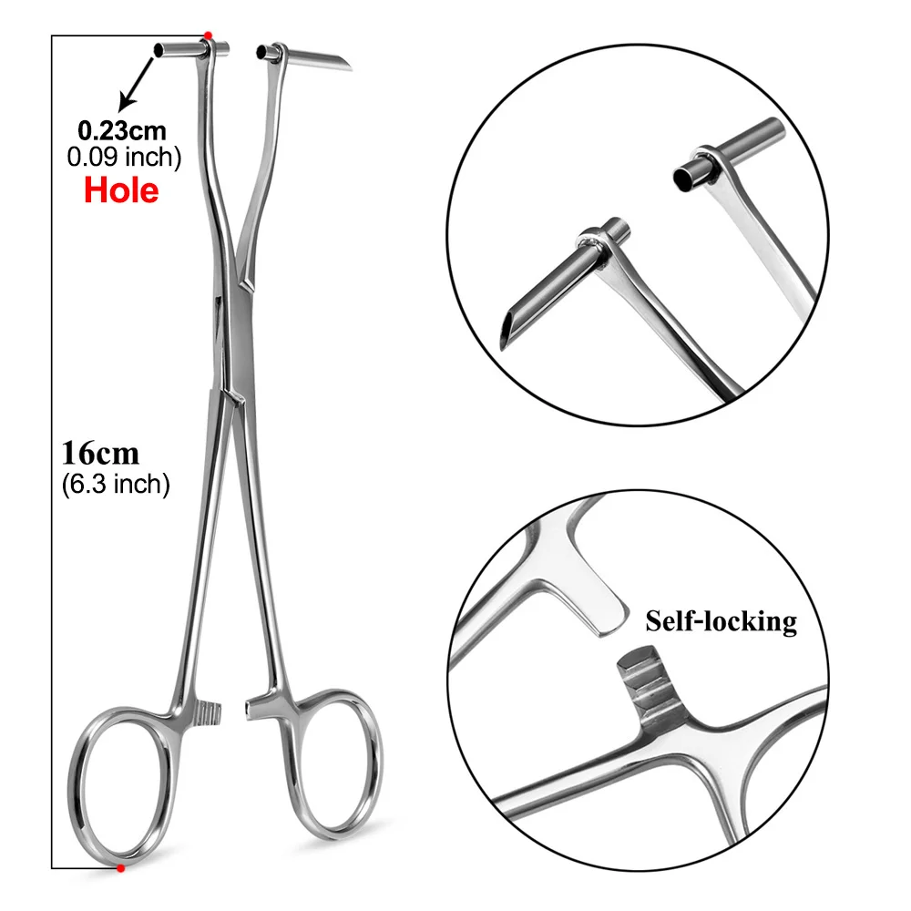 1pc 316L Stainless Steel Piercing Forceps Clamps Pliers for Nose Ear Belly Navel Lip Professional Body Piercing Supplies Tool