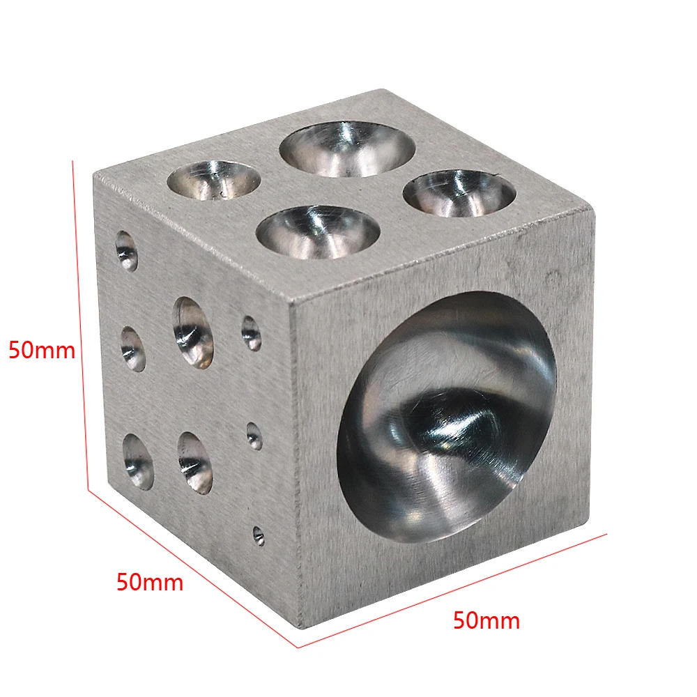 PHYHOO Dapping Block Square with Polished High Carbon Steel Cavities Bell Making Punching Tools Jewelry Making Tools