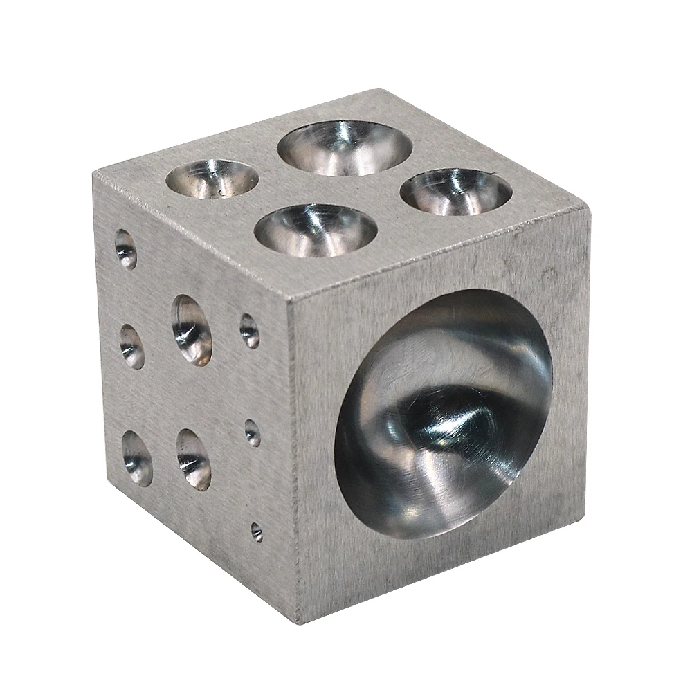 PHYHOO Dapping Block Square with Polished High Carbon Steel Cavities Bell Making Punching Tools Jewelry Making Tools