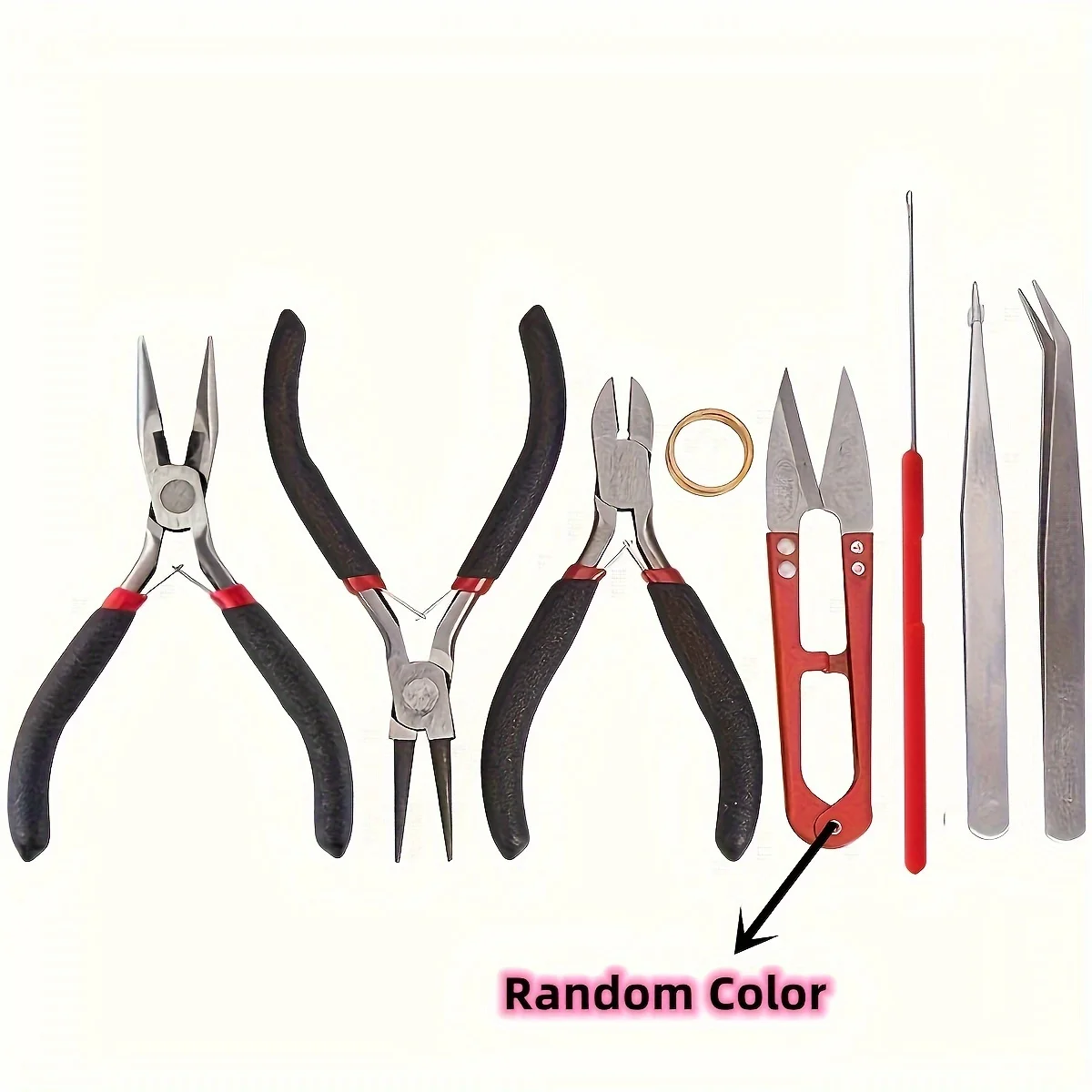 DIY Jewelry Making Tool Set 8pcs Handmade Pliers, Scissor, Tweezers, Jump Ring Opener, Suitable For Jewelry Handmade Pracise