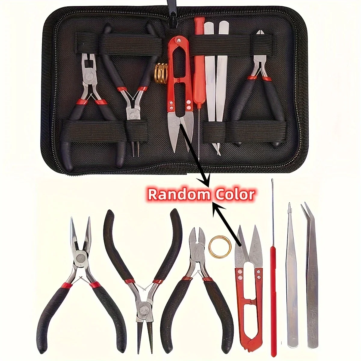 DIY Jewelry Making Tool Set 8pcs Handmade Pliers, Scissor, Tweezers, Jump Ring Opener, Suitable For Jewelry Handmade Pracise