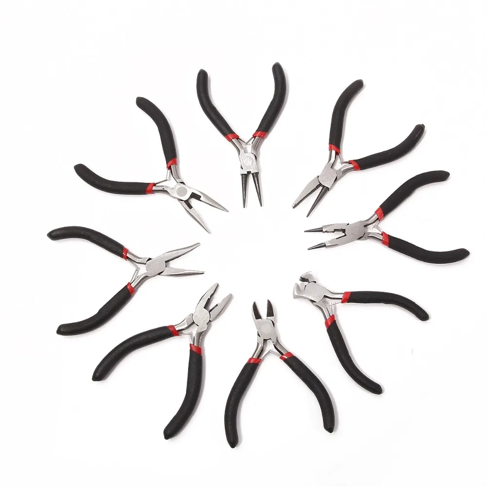 Mini Pliers Tools Set for Jewelry Making Beading round Flat Long Needle Nose Cutting Wire Complete Beading Jewelry Equipment Kit