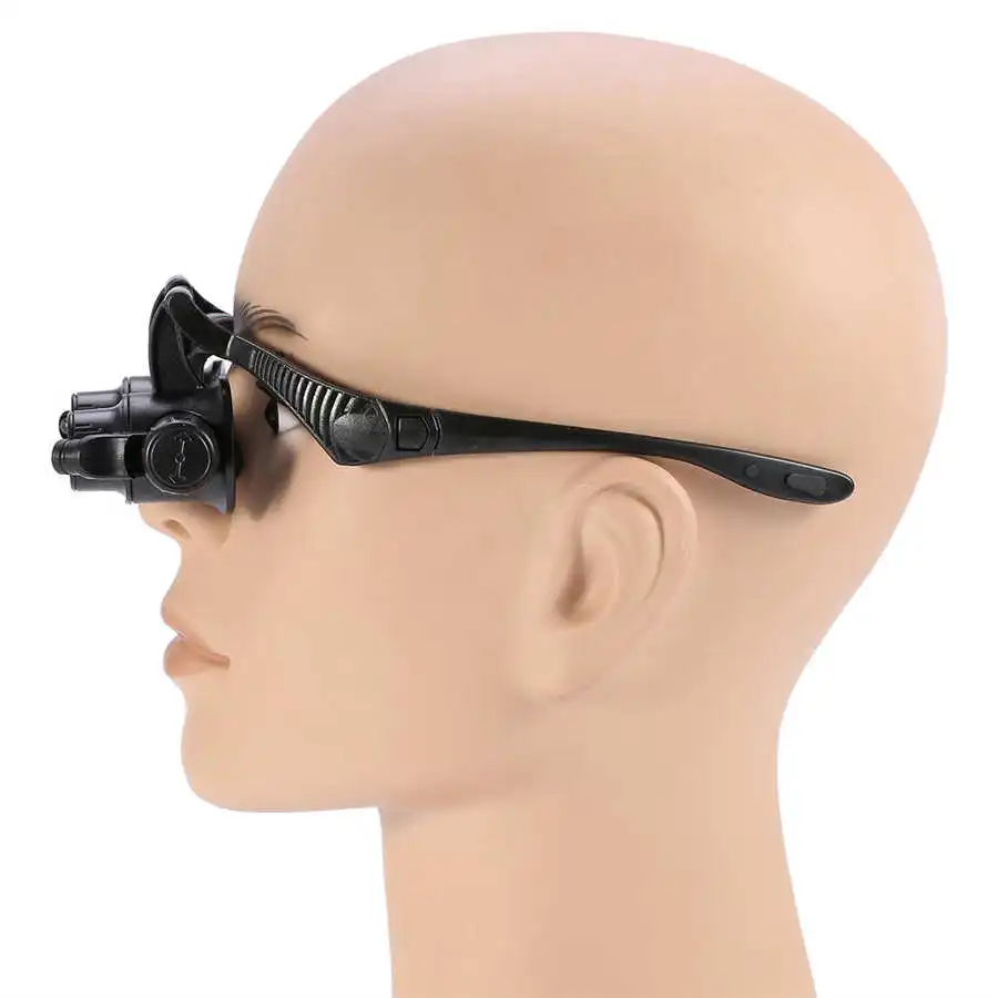 10X 15X 20X 25X Head Band Double Eye Magnifier Eyeglasses Magnifying Glass 8Pcs Lens LED Light Loupe Jewelry Watch Repair Tool