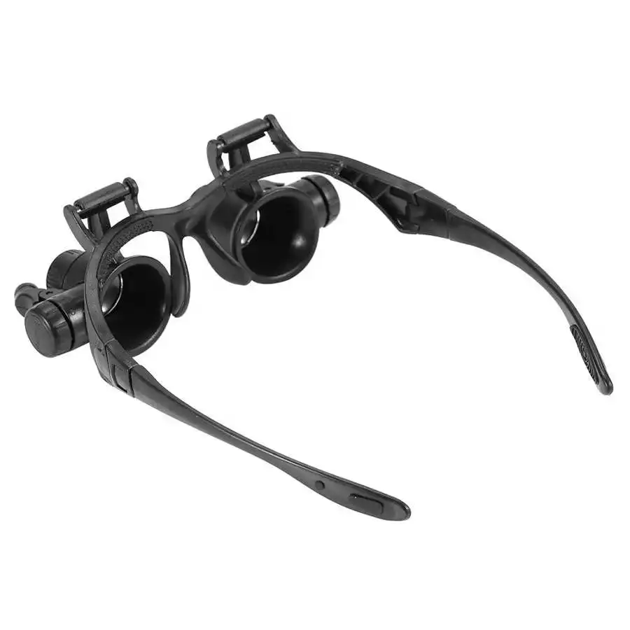 10X 15X 20X 25X Head Band Double Eye Magnifier Eyeglasses Magnifying Glass 8Pcs Lens LED Light Loupe Jewelry Watch Repair Tool