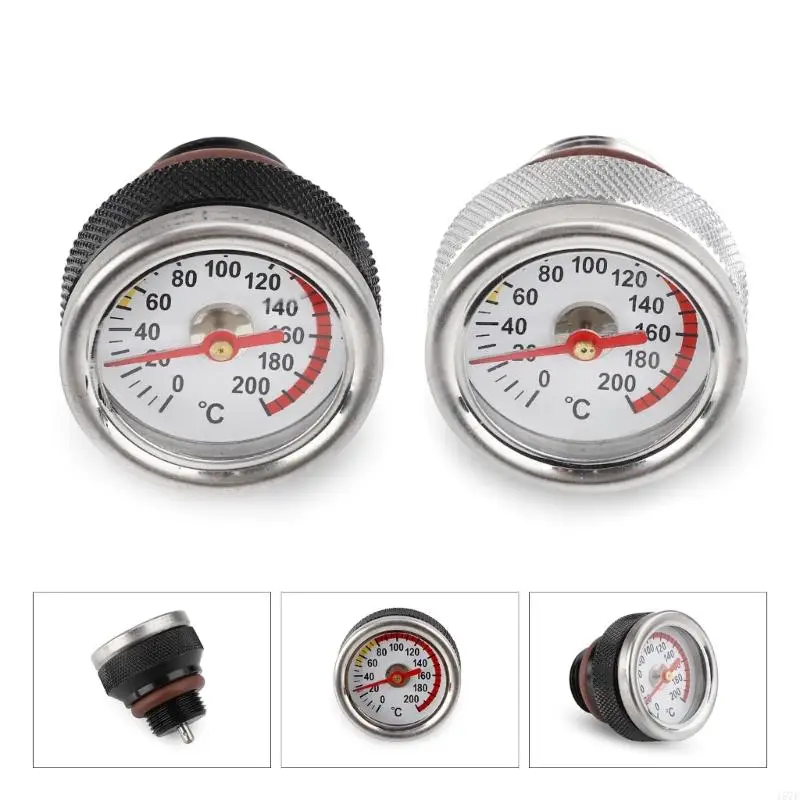 157F M20x1.5 Oil Temp Temperature Gauge Filler Caps for Motorcycle 0-200℃ Black/Silver