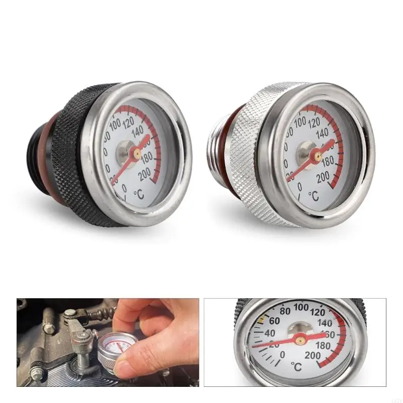 157F M20x1.5 Oil Temp Temperature Gauge Filler Caps for Motorcycle 0-200℃ Black/Silver