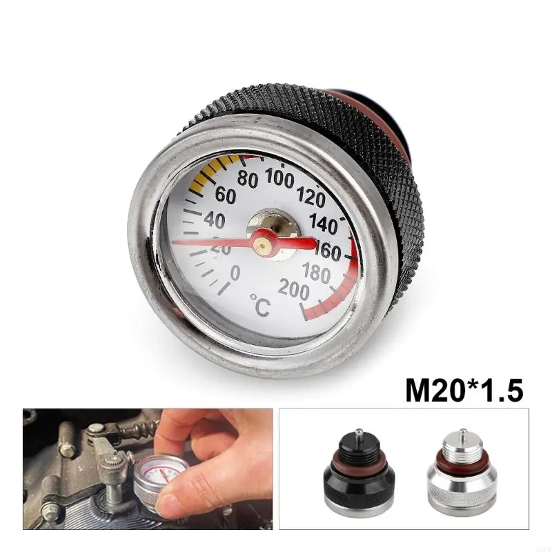 157F M20x1.5 Oil Temp Temperature Gauge Filler Caps for Motorcycle 0-200℃ Black/Silver