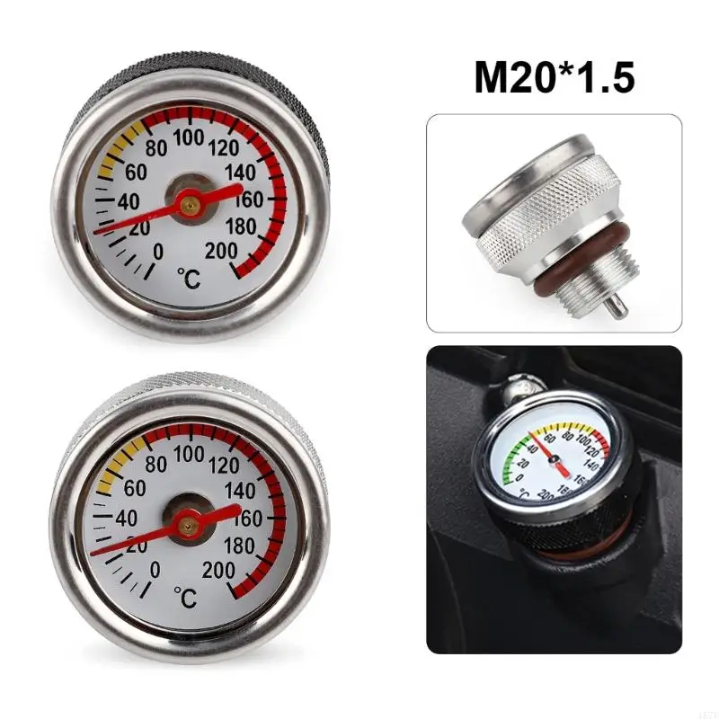 157F M20x1.5 Oil Temp Temperature Gauge Filler Caps for Motorcycle 0-200℃ Black/Silver