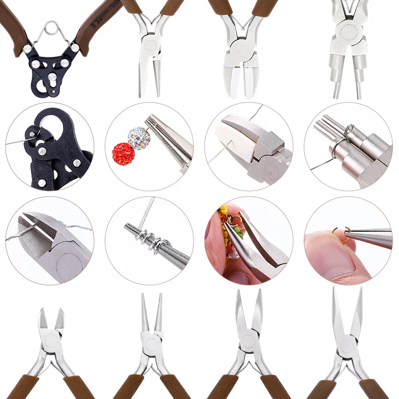 8Pcs Professional Plier Supplies Set Jewelry Making Pliers Tools Kit for Jewelry Making DIY Craft Repair Wire Wrapping Beading