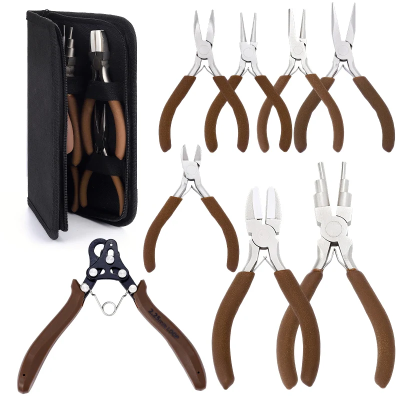 8Pcs Professional Plier Supplies Set Jewelry Making Pliers Tools Kit for Jewelry Making DIY Craft Repair Wire Wrapping Beading