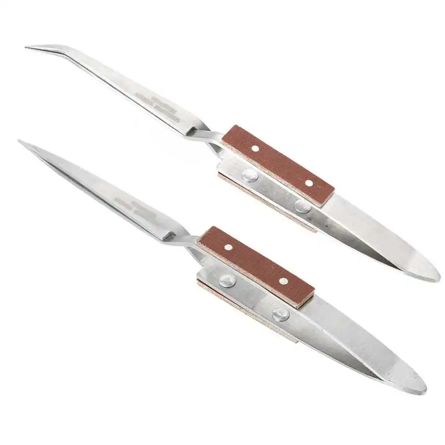 Jewelry Soldering Tweezers Straight Curved Tip Selflock Welding Tweezer Cross Locking Jewelry Making Tool Equipment for Jeweler