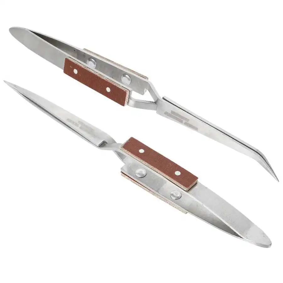 Jewelry Soldering Tweezers Straight Curved Tip Selflock Welding Tweezer Cross Locking Jewelry Making Tool Equipment for Jeweler