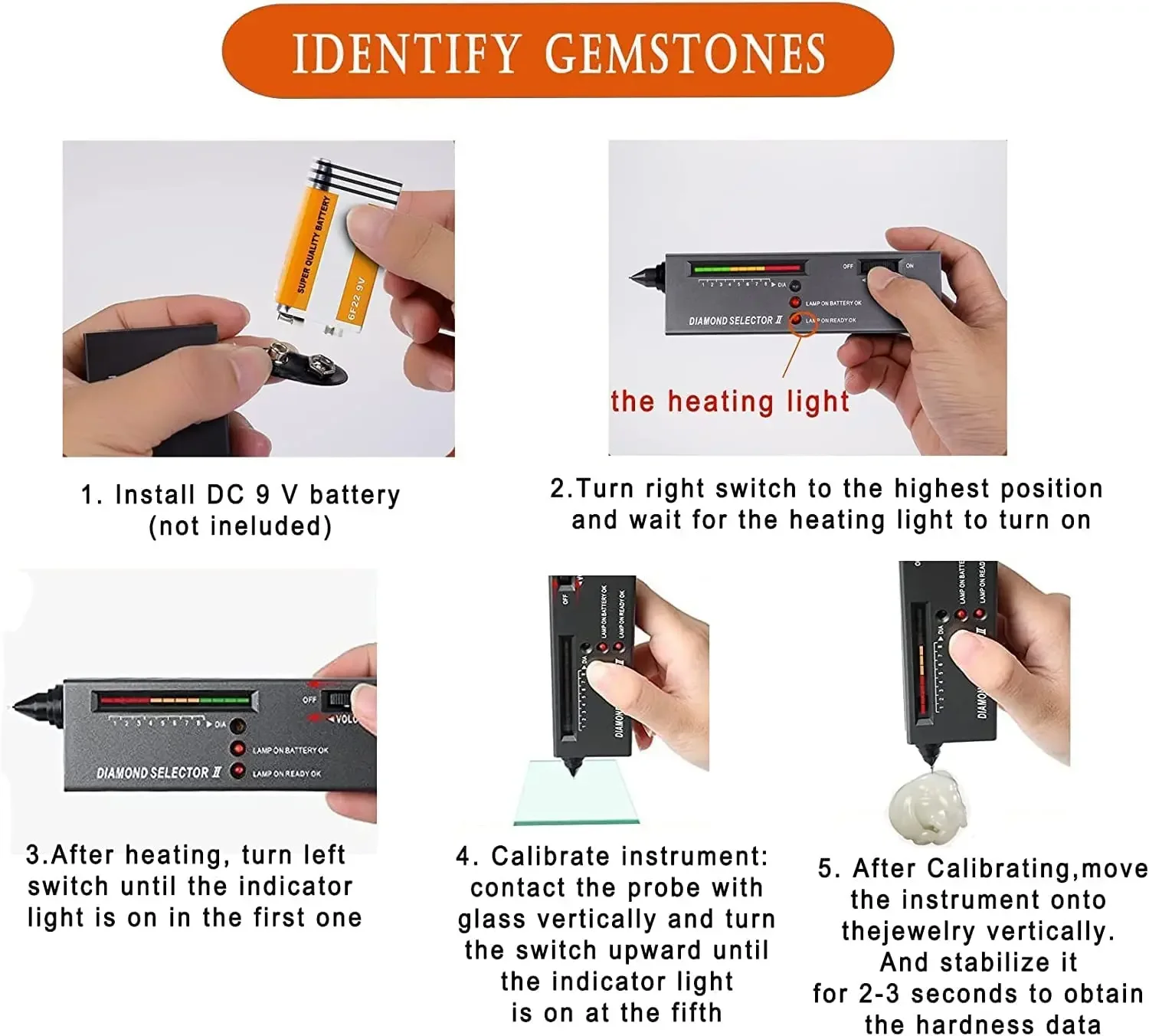 PHYHOO High Accuracy Professional Jeweler Diamond Tester Pen Jewelry Diamond Selector For Novice and Expert