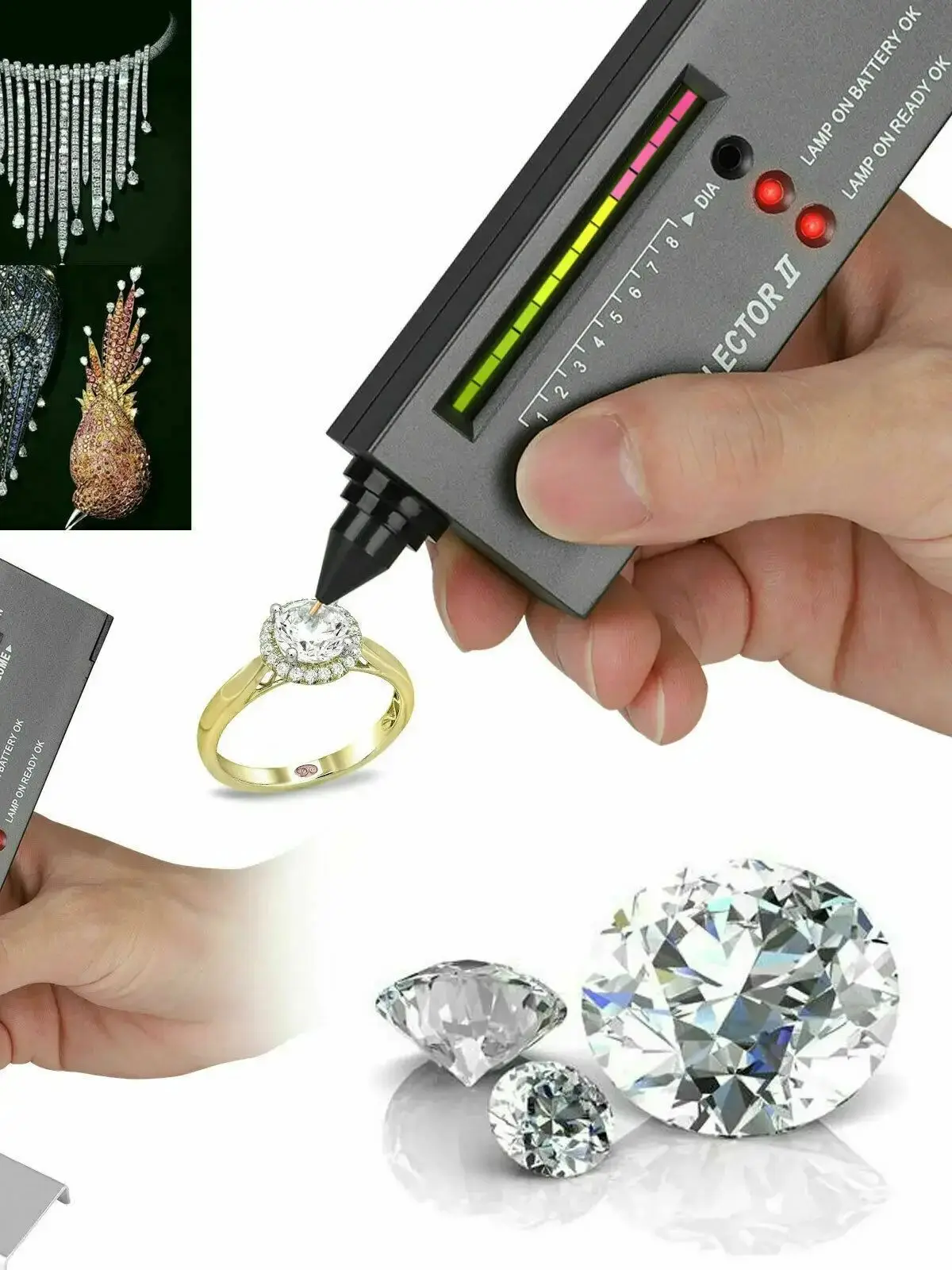 PHYHOO High Accuracy Professional Jeweler Diamond Tester Pen Jewelry Diamond Selector For Novice and Expert