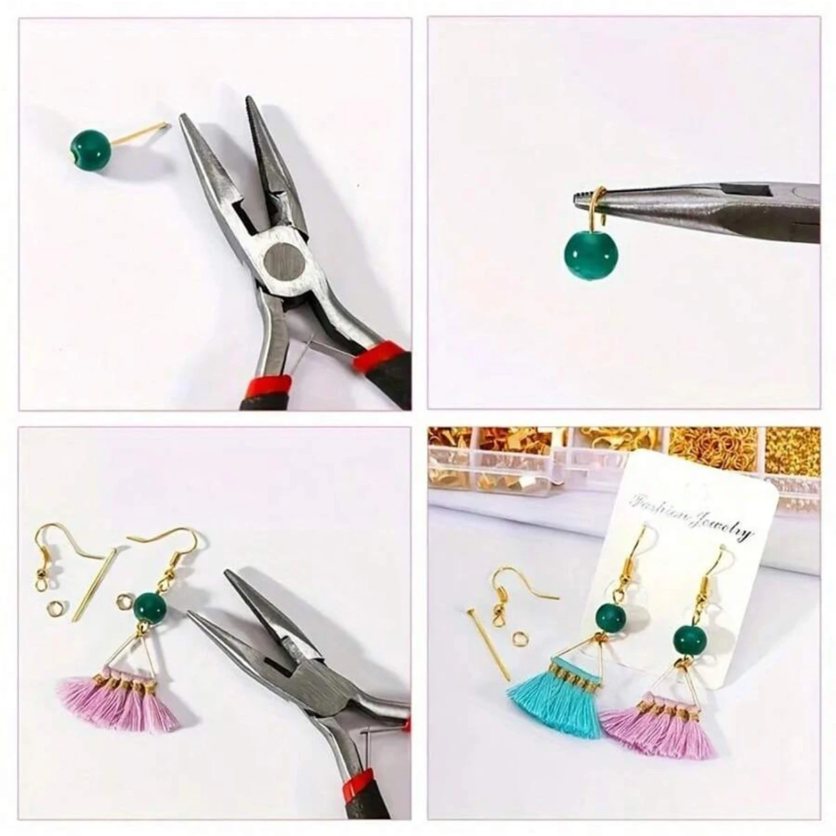 1set/1box Deluxe Jewelry Making Starter Kit,Comprehensive Earrings, Necklace Findings, DIY Plier Tools Set for Jewelry Repair