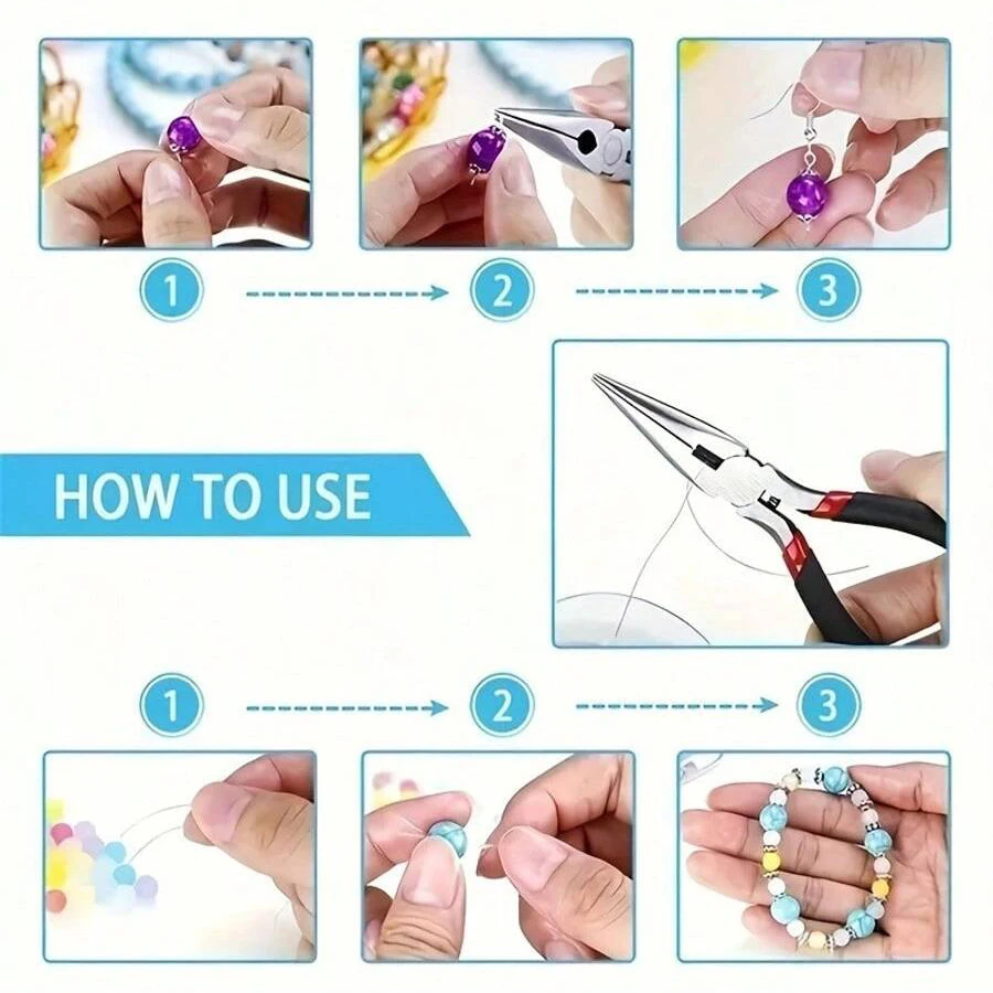 1set/1box Deluxe Jewelry Making Starter Kit,Comprehensive Earrings, Necklace Findings, DIY Plier Tools Set for Jewelry Repair