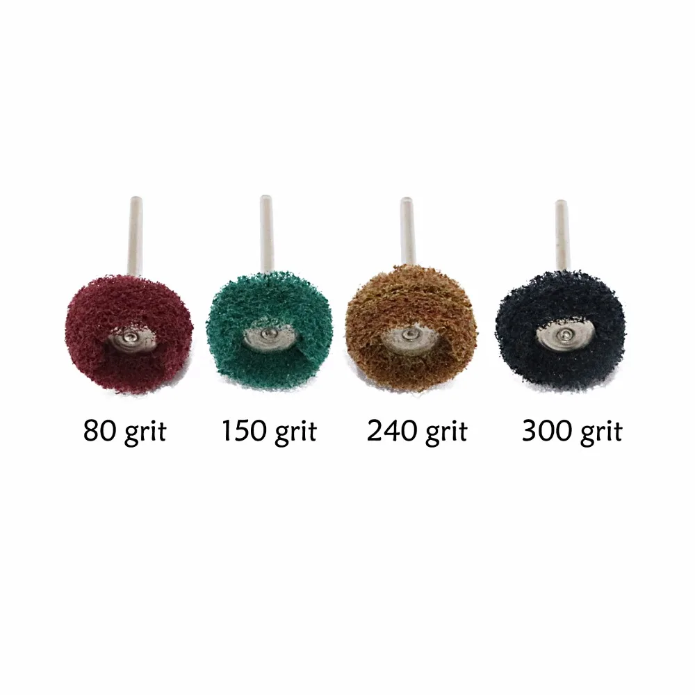 40pcs of 2.35mm/3mm Shank Nylon Fiber Buffing Wheel Scouring Pad Grinding Head T Shape Mini Drill Abrasive Brush Polishing Wheel