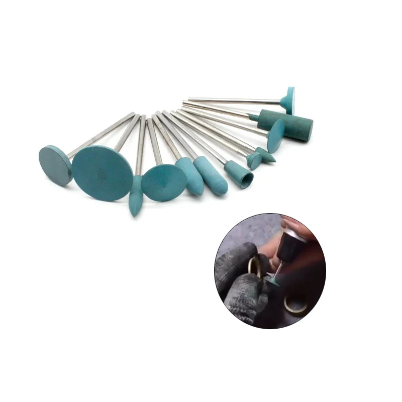 12 Pieces Rubber Polishing Wheels Jewellery Buffing Abrasive Wheel 2.35 Shank Multi Purpose Grinding Head Kit Jewelry Tools
