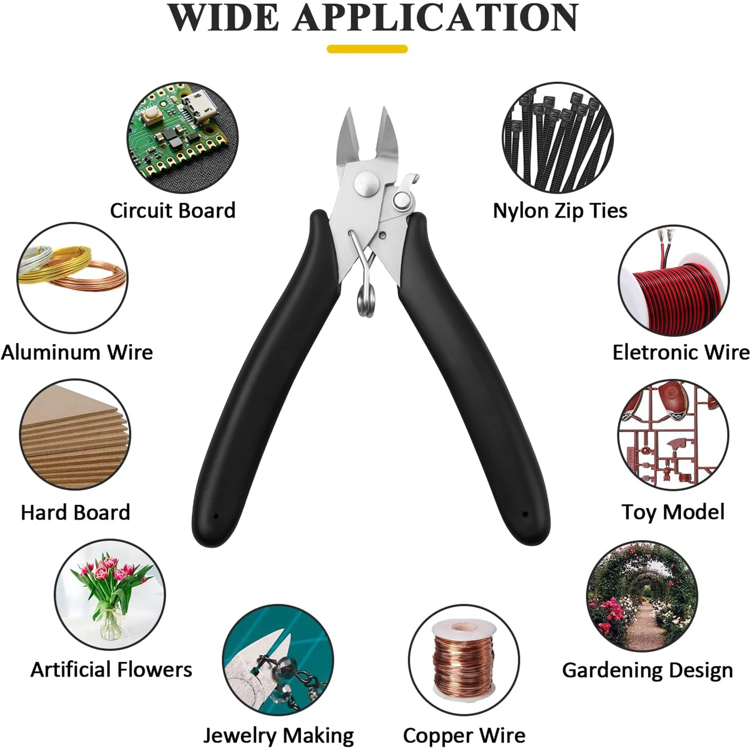 4.6 inch Carbon Steel Micro Cutter Flush Wire Cutters with Lock Flush Diagonal Cutting Pliers Cut Jewelers Tools for Electronic