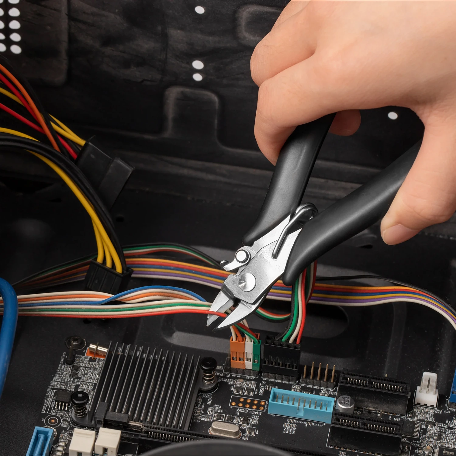 4.6 inch Carbon Steel Micro Cutter Flush Wire Cutters with Lock Flush Diagonal Cutting Pliers Cut Jewelers Tools for Electronic