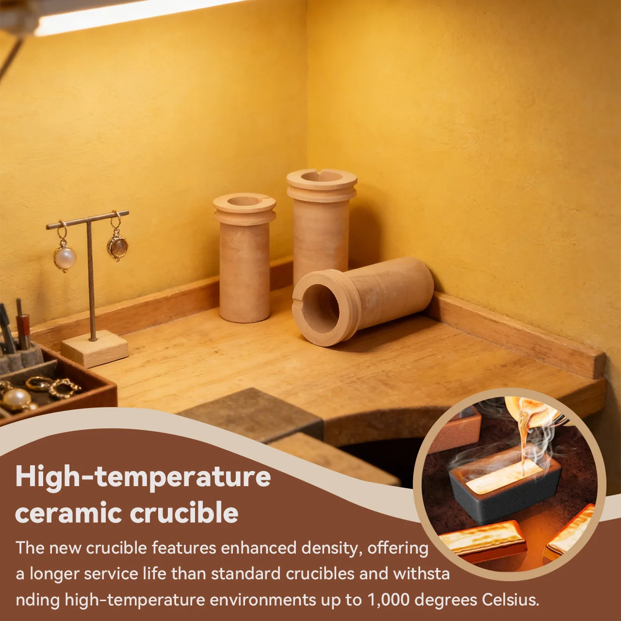 TOOLTOS 1KG 2KG 3KG Ceramic Melting Crucible for Electric Furnace Copper Aluminum Brass Bronze Metal Casting Foundry